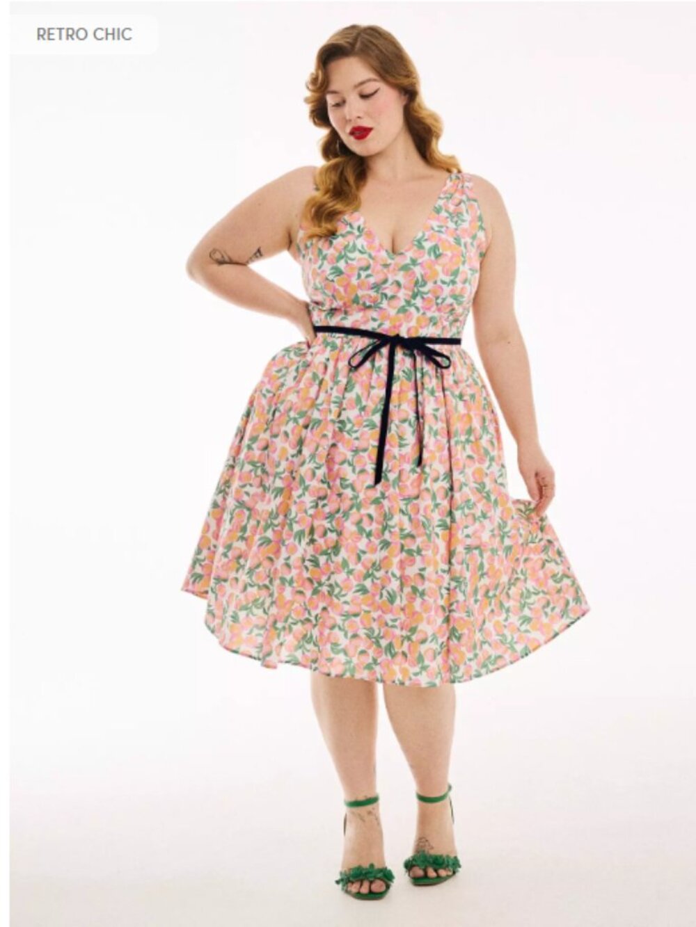 Torrid Retro Chic Belted Swing Midi Dress NWOT Georgia Peaches Sz 0/12